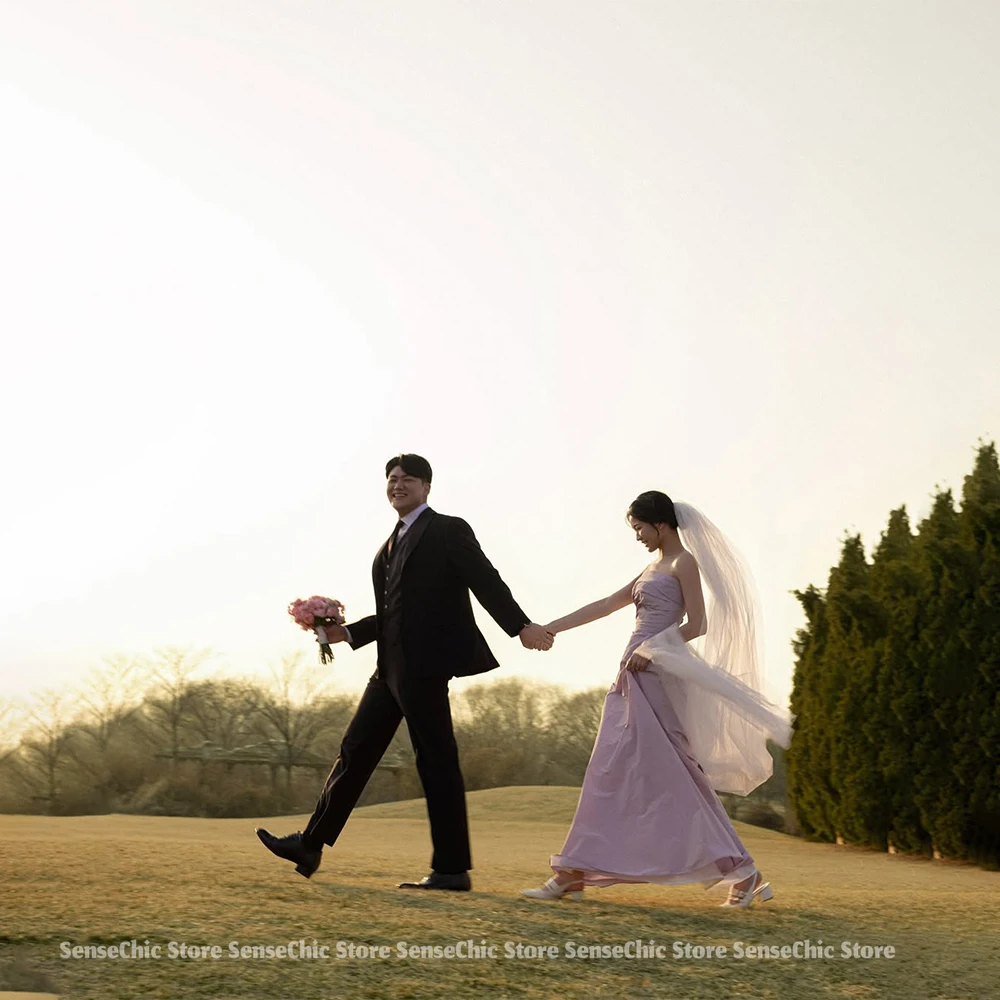 Strapless Weddings Dresses Detachable Sleeves Simple ドレス ウェディング Satin A-Line Reception Dresses for Bride Customized