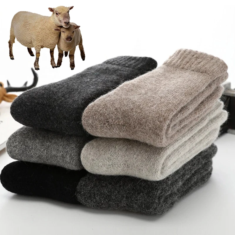 2022ใหม่ฤดูหนาว Warm Wool ถุงเท้าผู้หญิงผู้ชายถุงเท้า Super Plush ขนสัตว์ Merino ถุงเท้าคริสต์มาสกับเย็นหิมะถุงเท้า