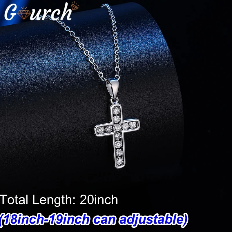 

Gourch Cross Moissanite Necklace S925 Sterling Silver Full Diamond Collarbone Pendant Party Birthday Gift Fine Jewelry for Women