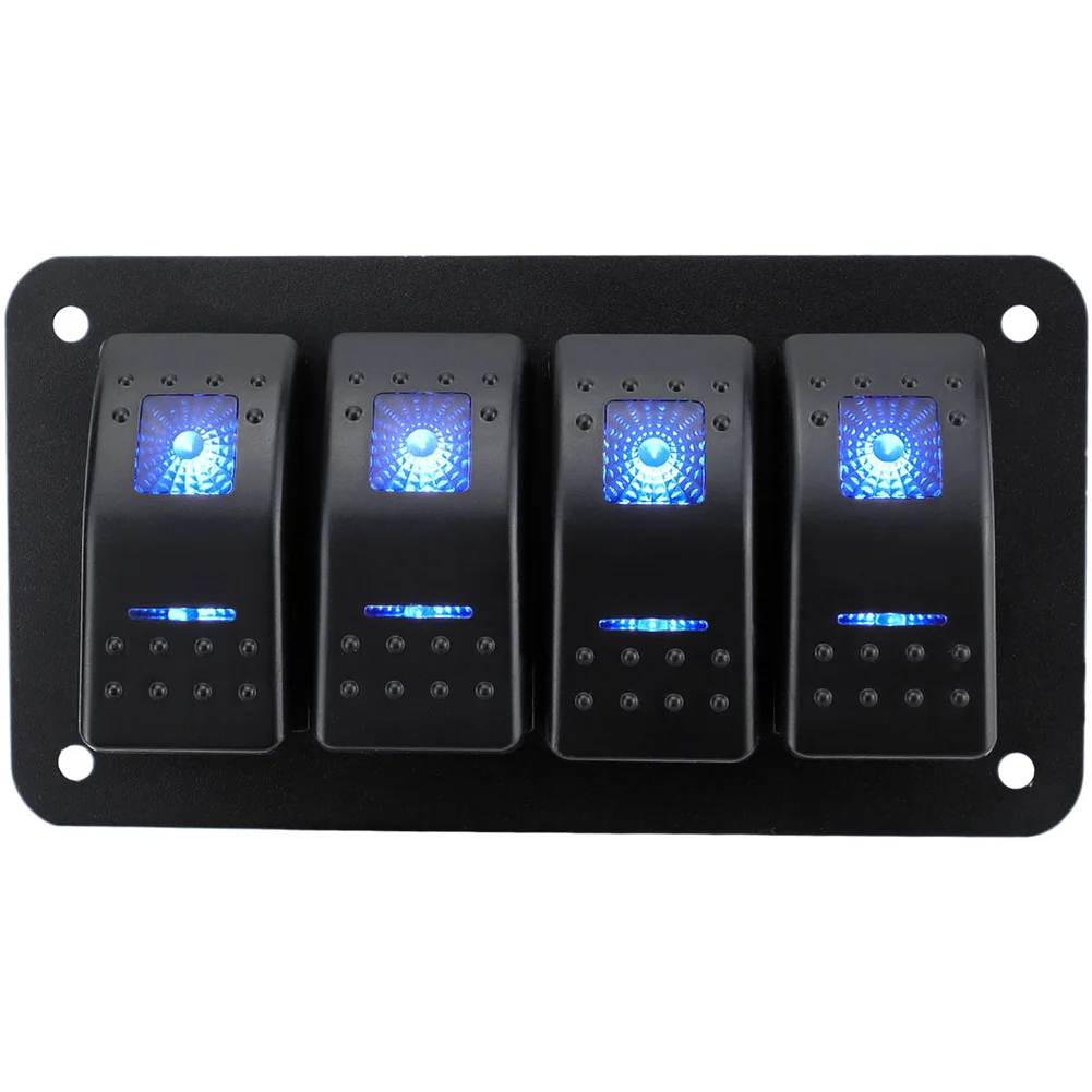 2 3 4 5 6 8 Position Rocker Switch Panel with Blue LED for Vehicle Boat RV Use Compatible with 12V 24V DC Systems