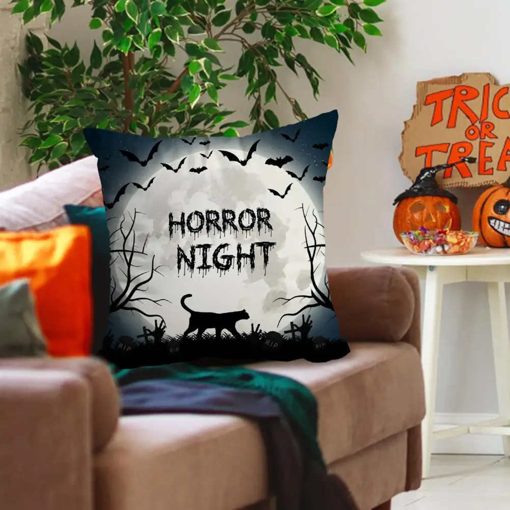 Ghost Pillowcase Bat Pillowcase Spooky Halloween Pillow Covers Pumpkin Bat Ghost Patterns for Festive Home Party Decoration