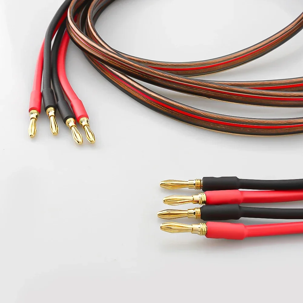 High-End 4N Gold Plated Speaker Cable For Speaker System Oxygen-free Pure Copper with Banana Plug
