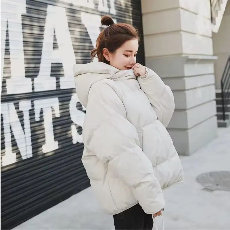 Hooded Down Cotton Jackets Coats Tops Loose Winter Snow Wear Warm  Casual New Casaco Elegant  Women