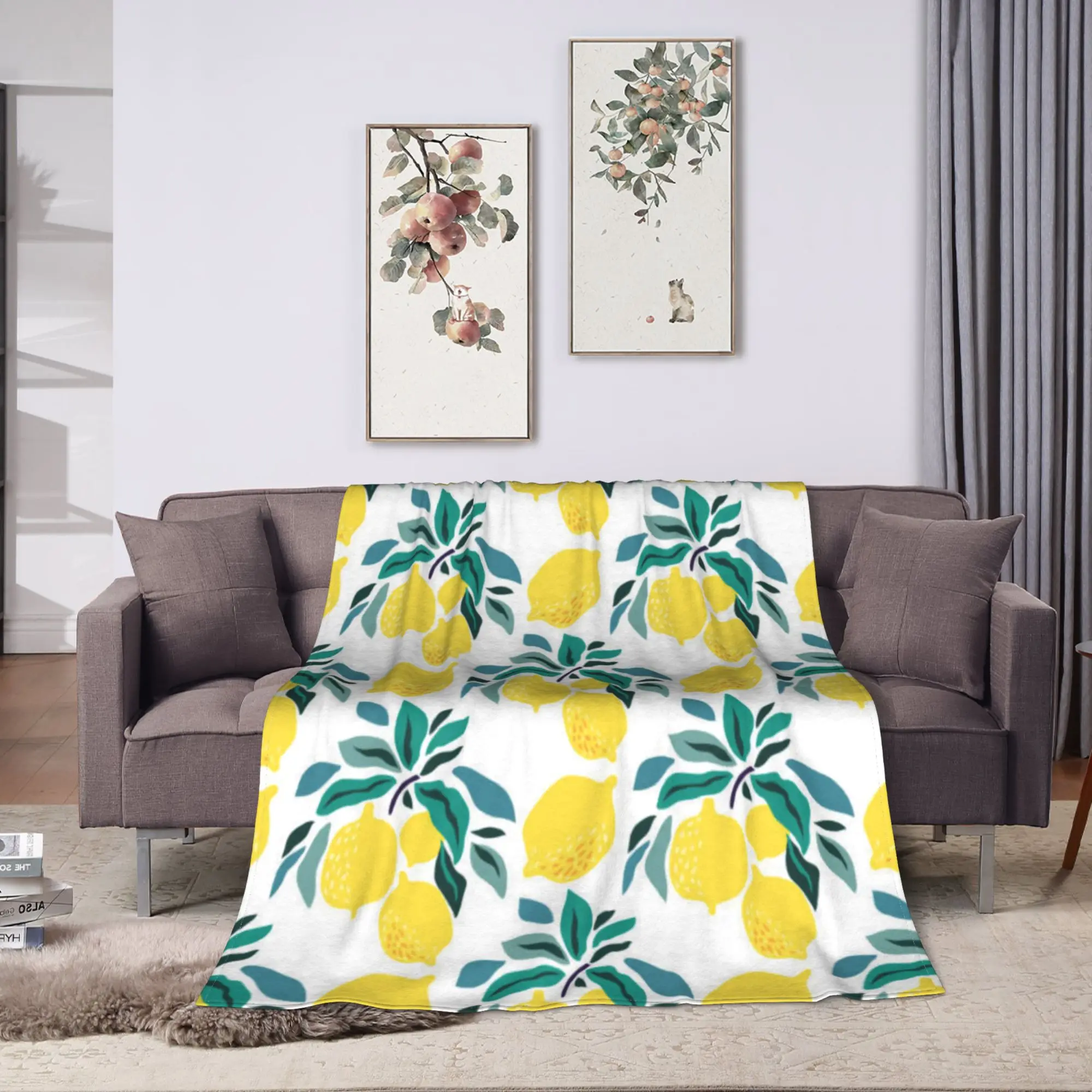 Cute Fruit Vegetable Blanket  Soft Warm Print Plush Throw Blanket For Boy Girl Couch Chair Flannel Bedspread Bed Cover