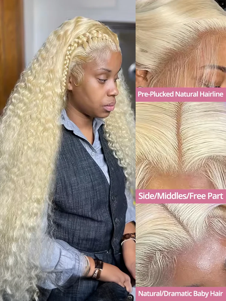 موجة عميقة 13x6 HD الدانتيل أمامي باروكة من شعر طبيعي 30 40 بوصة مجعد 613 العسل شقراء موجة المياه 13x4 الدانتيل الجبهة الباروكات للنساء 250%