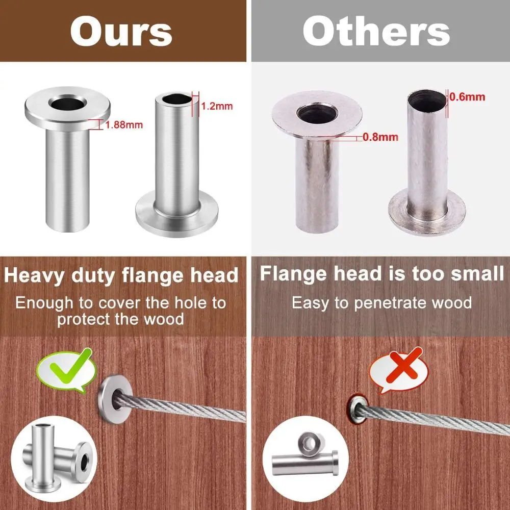 جديد T316 الفولاذ المقاوم للصدأ درابزين كابل الأكمام الواقية 1/8 "البحرية الصف درابزين كابل نهاية درابزين كابل الأجهزة سطح السفينة