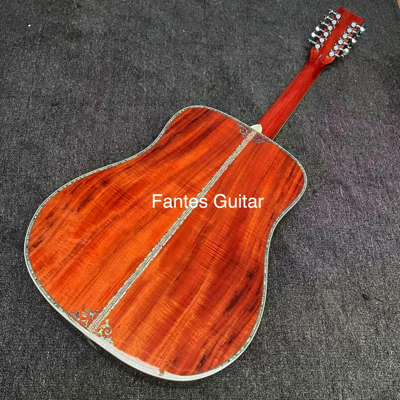 مخصص 6/12 سلاسل الصلبة KOA الجانب الخلفي أذن البحر ملزمة الغيتار الصوتية مع شعار مخصص في أذن البحر #4