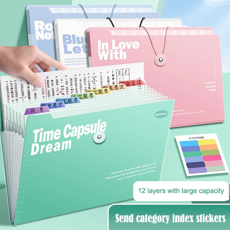 A4 5/8/12 Pockets File Folder Test Paper Storager Portable Waterproof Organizer Large Capacity Classified Portfolio【A】