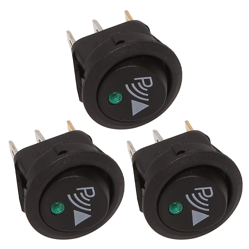 3X Round 3 Pin Rocker / Parking Off Switch Front Rear Walking Sensor