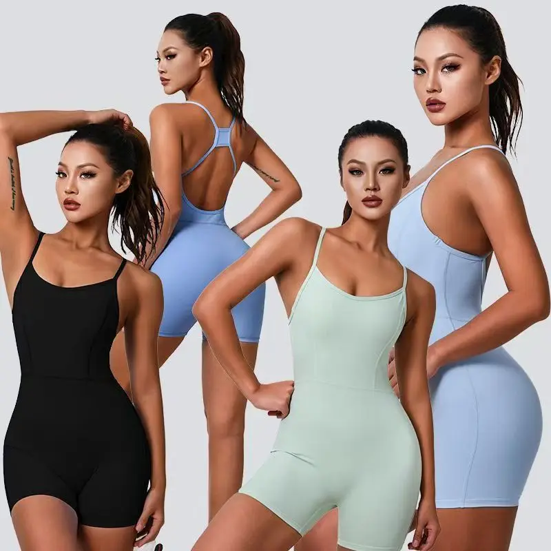 

Women's Tight Yoga Clothes Suit - Sexy Belly-Hugging Suspender BodyShapingSoftStretchyQuick-Dry Fitness forSummerTights Leggings