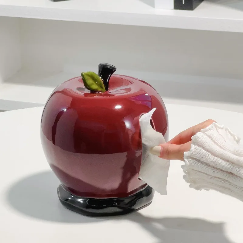 

Креативная керамическая коробка для салфеток Apple: стильный декор для гостиной и рабочего стола, органайзер для бумажных полотенец