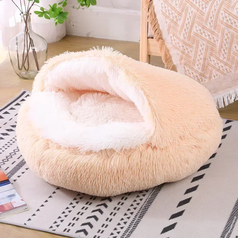 winter dog Plush Round Bed Pet Mattress Warm Soft Comfortable Basket Cat Dog Sleeping Bag Nest for Small Dogs Medium dogs cat