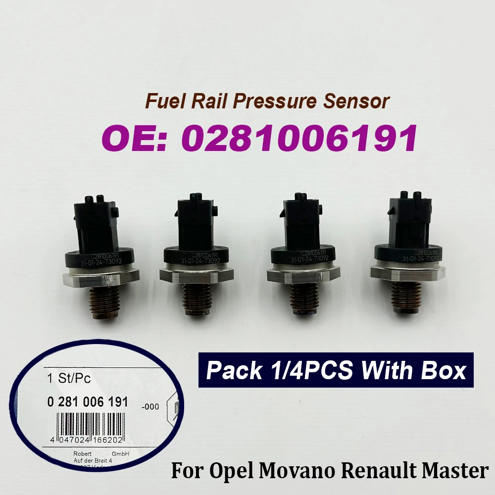 1/4PCS High Quality 0281006191 Fuel Pressure Sensor For Opell Movano Renaultt Master Vvauxhall 0281006036 0445214258 281006191