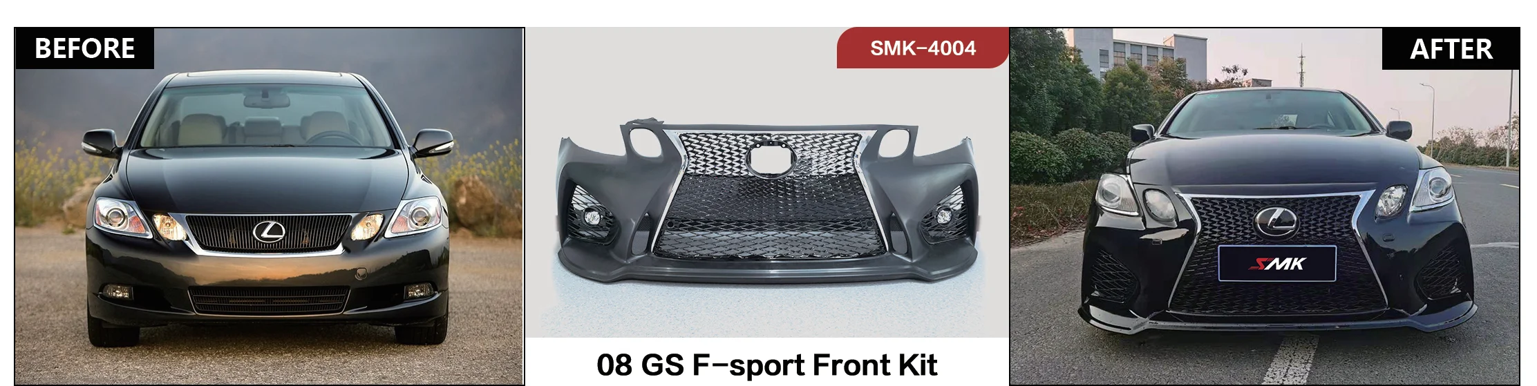 SMK 08 GS F-SPORT Front Bumper Kit For LX Model High Quality Plastic Fog Light Cut-Outs Clips For Easy Upgrade Replacement