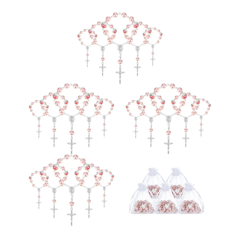 

Baptism Favors For Girls Include 25 Pcs Pink Baptism Rosary Baby Rosary Mini Rosary 25 Pcs Organza Bags Baptism Gifts