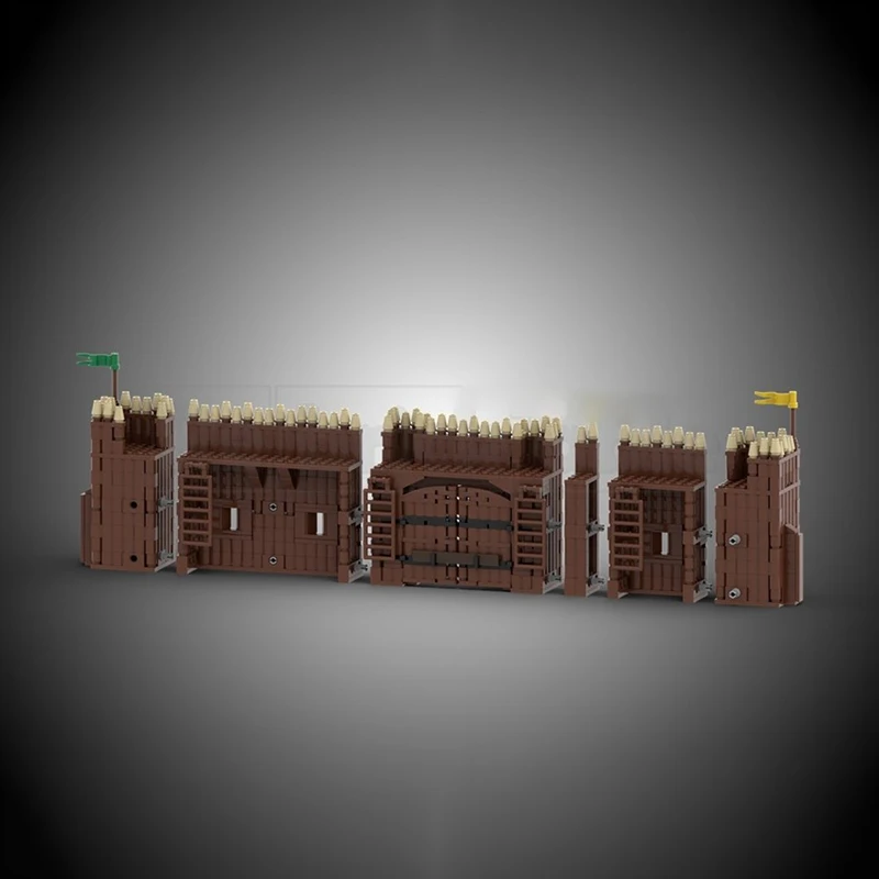 Moc Bouwsteen Modulaire Caste Palisade / Buitenste Bailey Model Technologie Baksteen DIY Assemblage Constructie Speelgoed Vakantiecadeaus