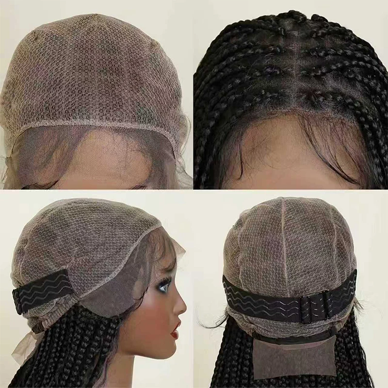 Wig sintetis Bohemian Micro Twist dengan tali serut tak terlihat, Full Lace Box Braided dengan Baby Hair Dreaming Queen, kepadatan 180%