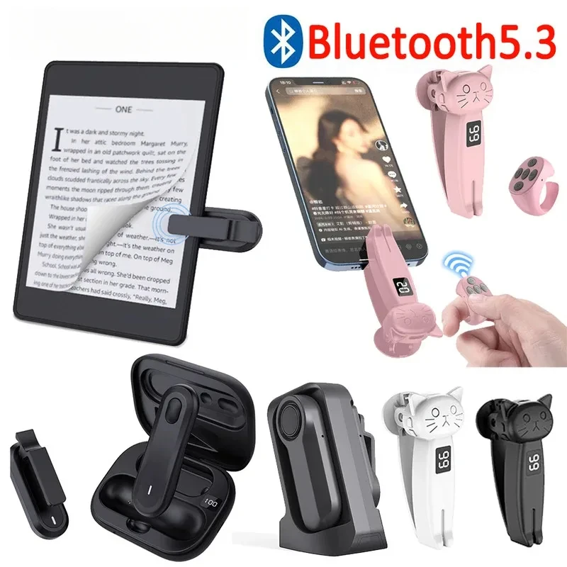 

RF Page Turner Bluetooth 5.3 Remote Control - Camera Shutter Clicker with Digital Display Charging Case for Kindle/Tablet