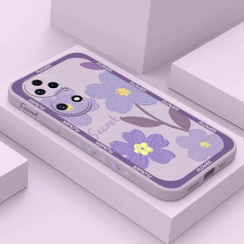 

Purple Flower Phone Case For Huawei P50 P40 P30 P20 Nova 10 10SE 9 9SE Mate 50 50E 40 30 20 Pro Lite P Smart 2021 Y7A Cover