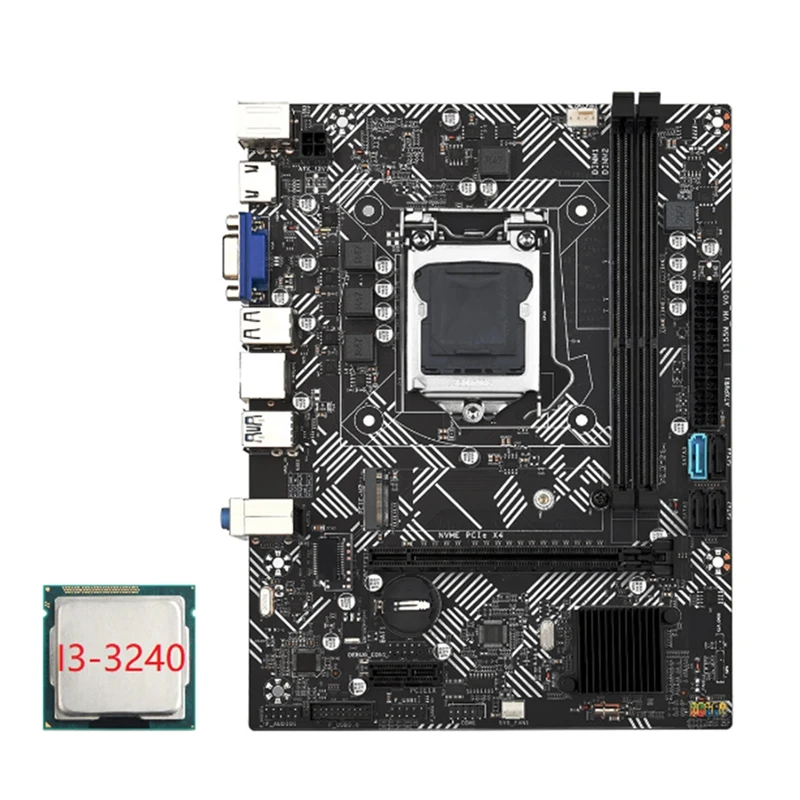 B75M-VH Motherboard B75M Desktop Motherboard +I3-3240 CPU LGA 1155 USB 3.0 SATA 3.0 Support Up To 16GB DDR3 1600Mhz RAM Slots