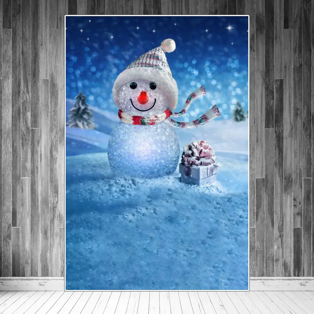 Boże Narodzenie Zima Bałwan Prezent Bokeh Fotografia Tła Niestandardowe Dziecko Nowy Rok Impreza Dekoracja Studio Fotobudka Tła