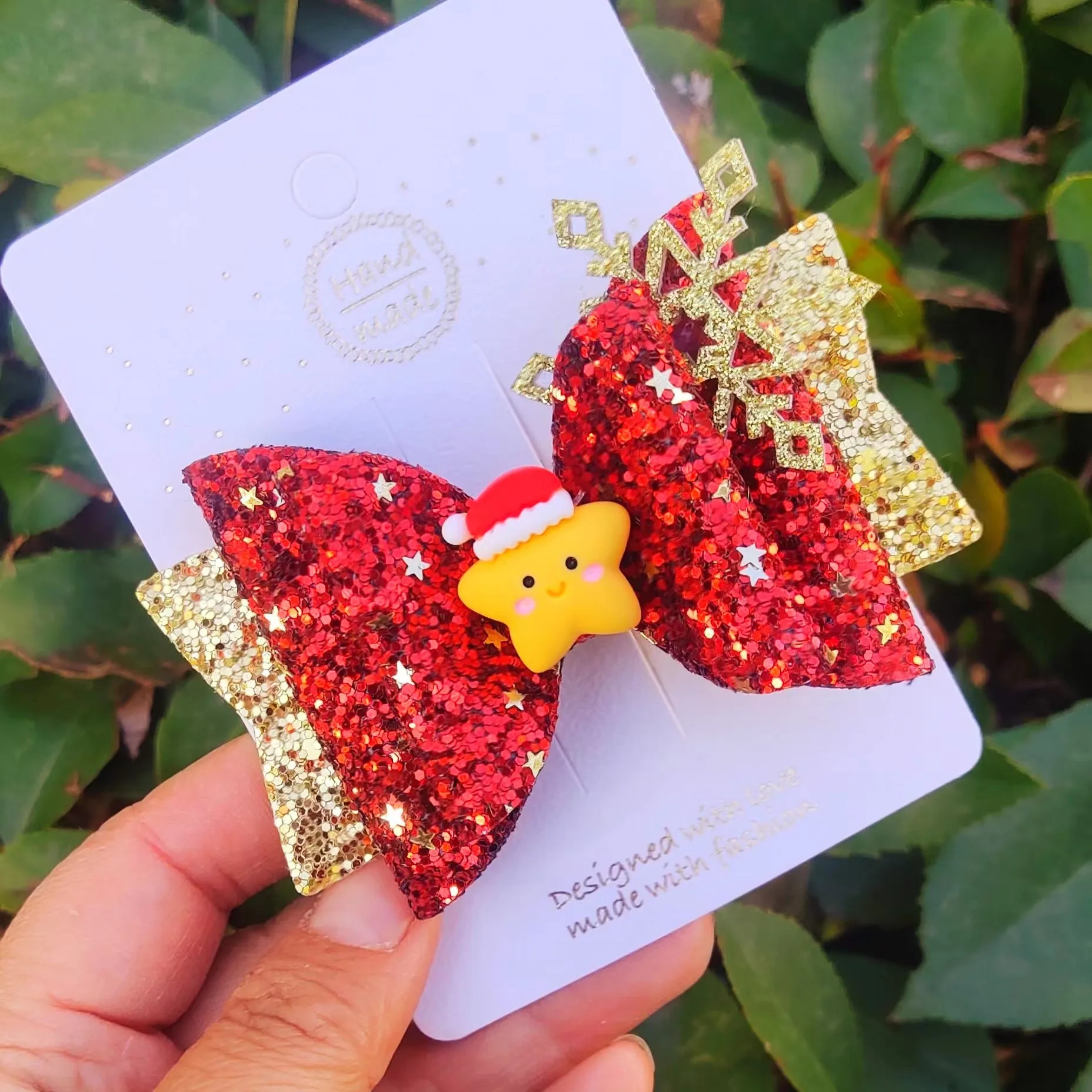 Picture 3: Thumbelina 3.5 Inch Lovely Santas Day Hair Bows for Girls Cute Hair Clips Headwear Hairpins Hair Accessories