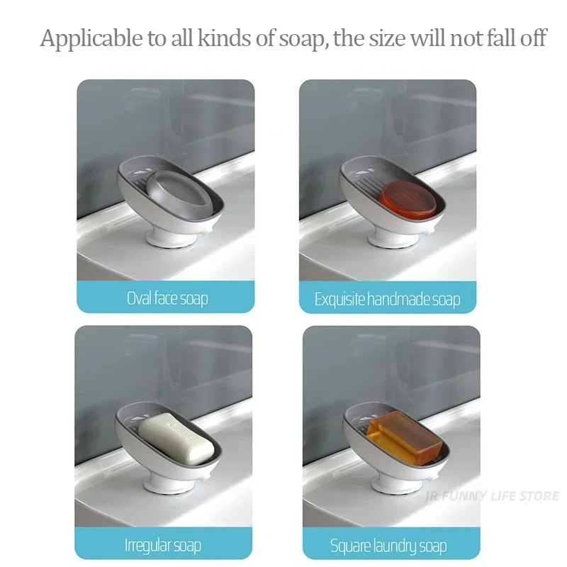 Super Suction Cup Soap Dish With Drain Water For Bathroom Soap Holder Kitchen Sponge Holder Soap container Bathroom Supplies