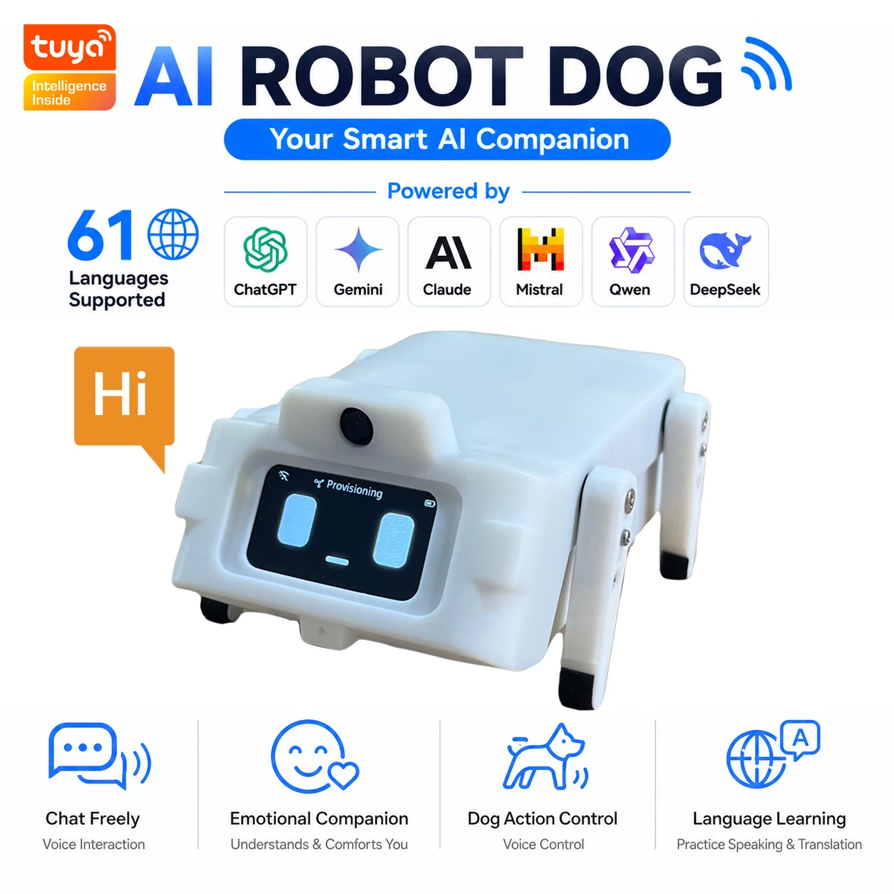 CLOUDRAKER Smart AI Companion Robot Dog Educational Toy Voice Interactive Action Control Story Telling Works with ChatGPT Gemini