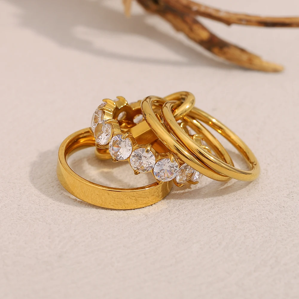 E.B.belle Nicht Feste Mehrzweckschichten Luxus Zirkon Ringe 18 Karat vergoldet Edelstahl Mode Party Hochzeit Fingerschmuck – Detail 8