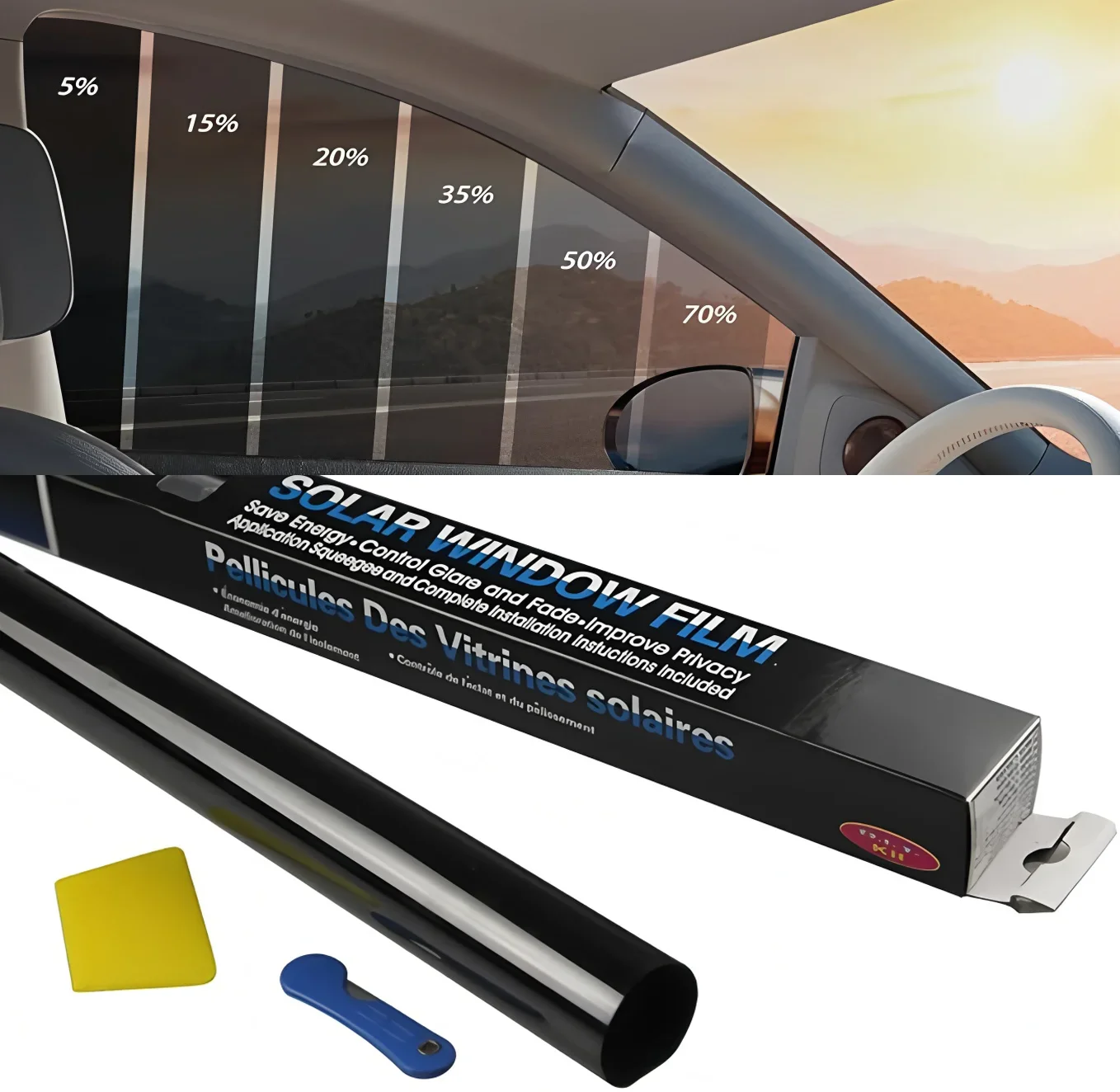 Car Window Tint Film Polarized Car Glass Film Car Dark Glass Sticker Solar UV Protection Vinyl Foils Shading Ceramic Auto