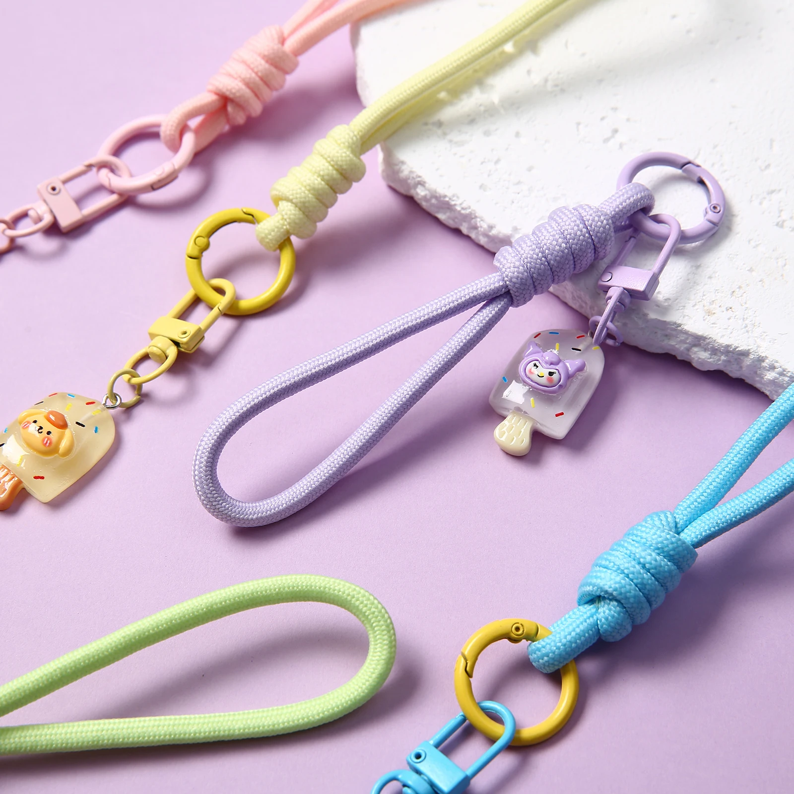 1/2/5/10/20 PCS Braided Woven Keychain Lanyard Buckle Emergency Survival Bagpack Key Ring Wristlet Strap Car Trinket Key Holder