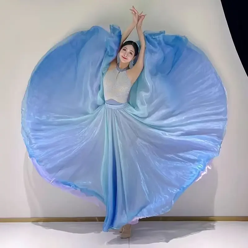 Ballet Skirts Chiffon Ballet Dress Tulle Skirt  Dance Costumes Adult Training Dress 360 Degree Belly Dance Practice Dress L681