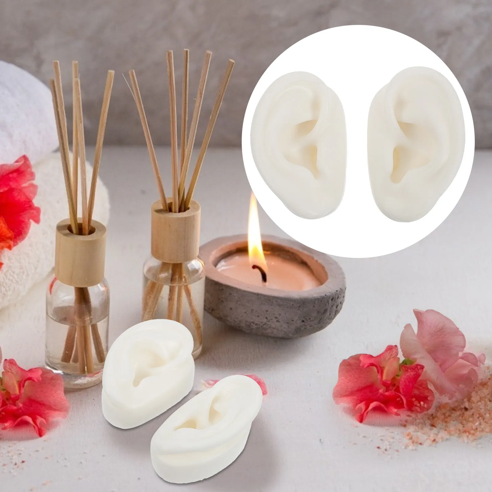 

1Pair Ultra-Realistic Silicone Ear Mold Lifelike Surface Finish Precise Ear Anatomy for Ent Specialists Hearing Centers Earring