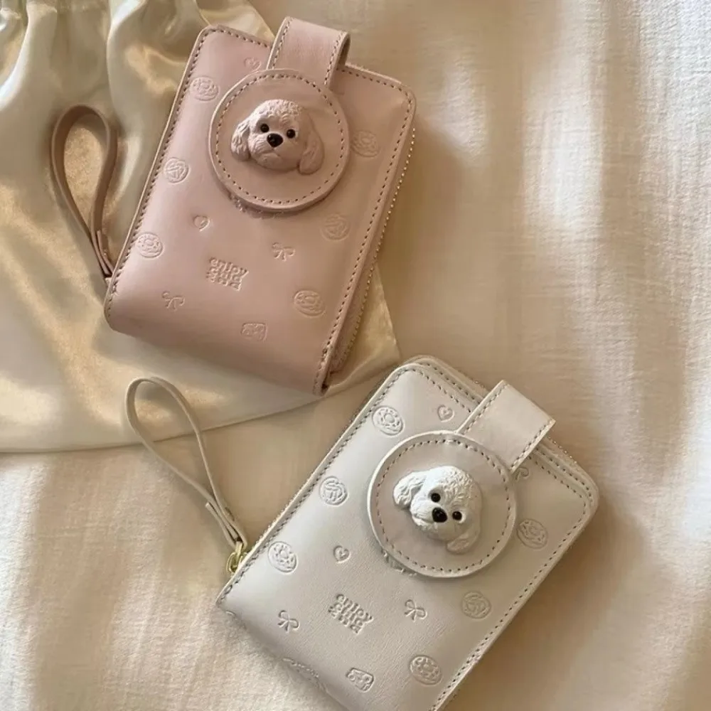 لطيف بو حامل بطاقة الخبز الكلب ثلاثة أضعاف معرف المنظم مخلب المحفظة