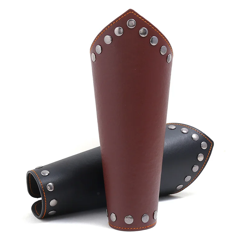 1PC Faux Leather Wide Bracer Men Arm Armor Cuff Steampunk Vintage Medieval Gauntlet Wristband Bracelet Party Cosplay Props