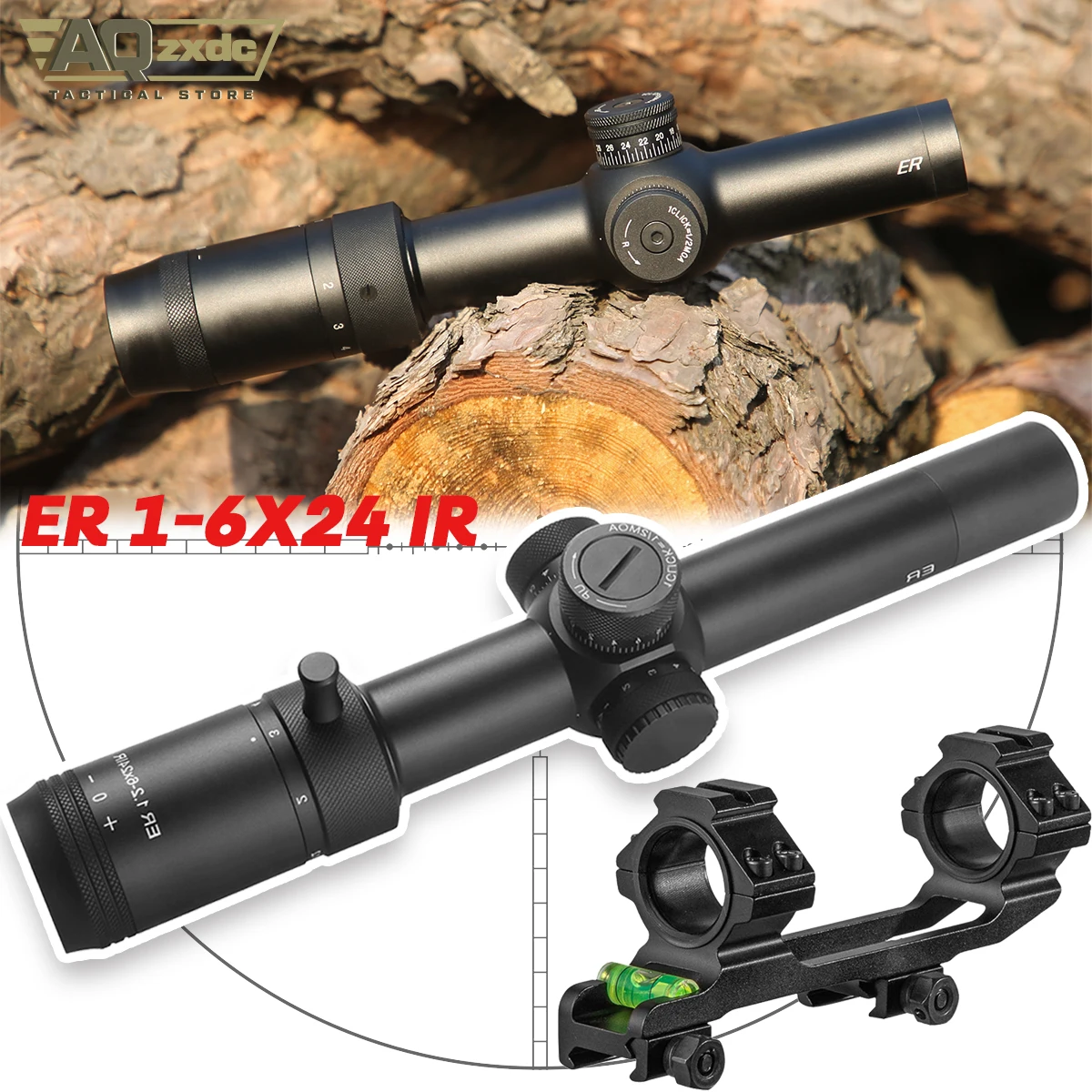 

AQzxdc ER 1-6X24 IR Shockproof Red Green Illuminated Optics Sight Scope Wide Field Of View Scope for Outdoor and Sports