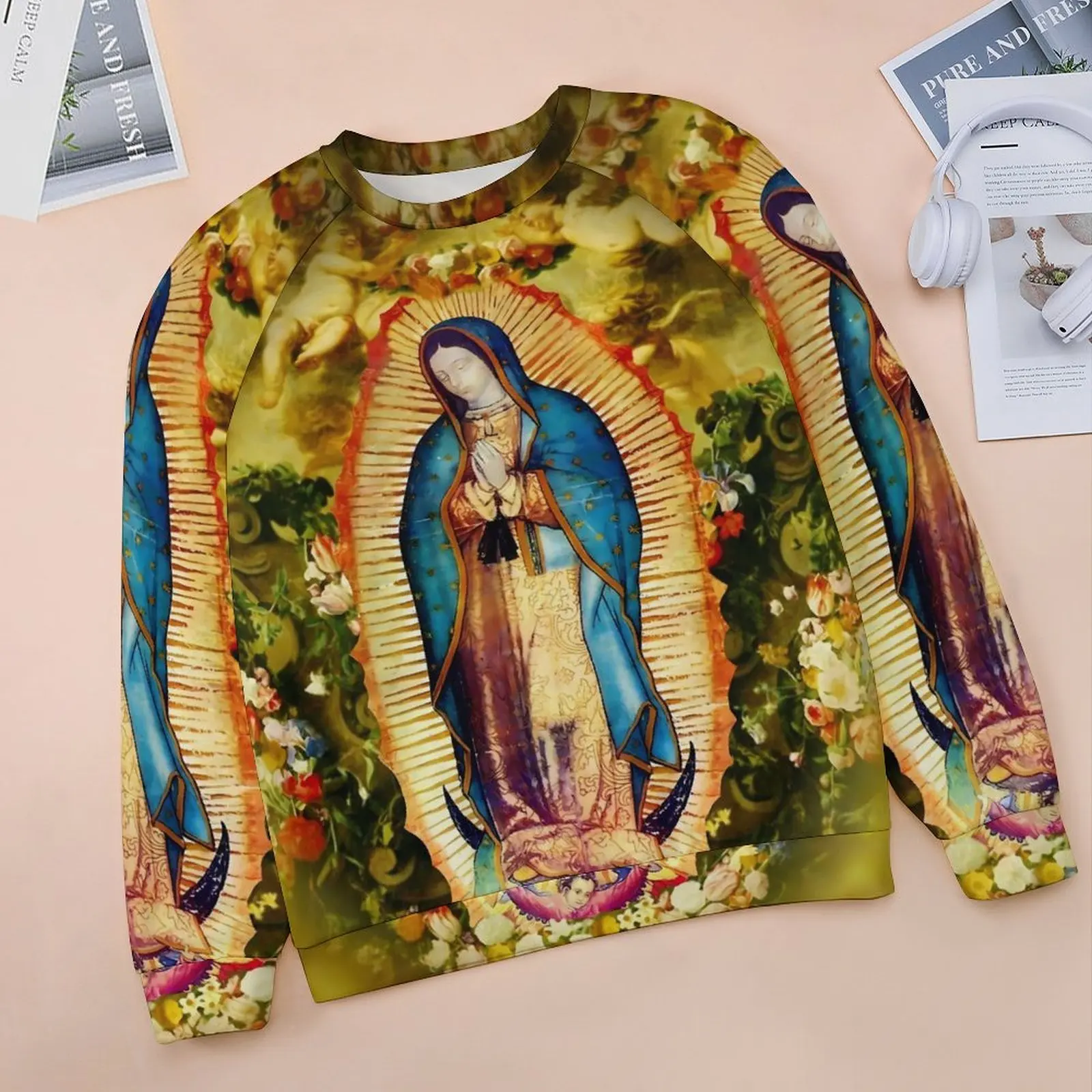 Virgin Mary Mexico Hoodies Our Lady of Guadalupe Fashion Oversized Hoodie Ladies Long Sleeve Trendy Printed Casual Clothing