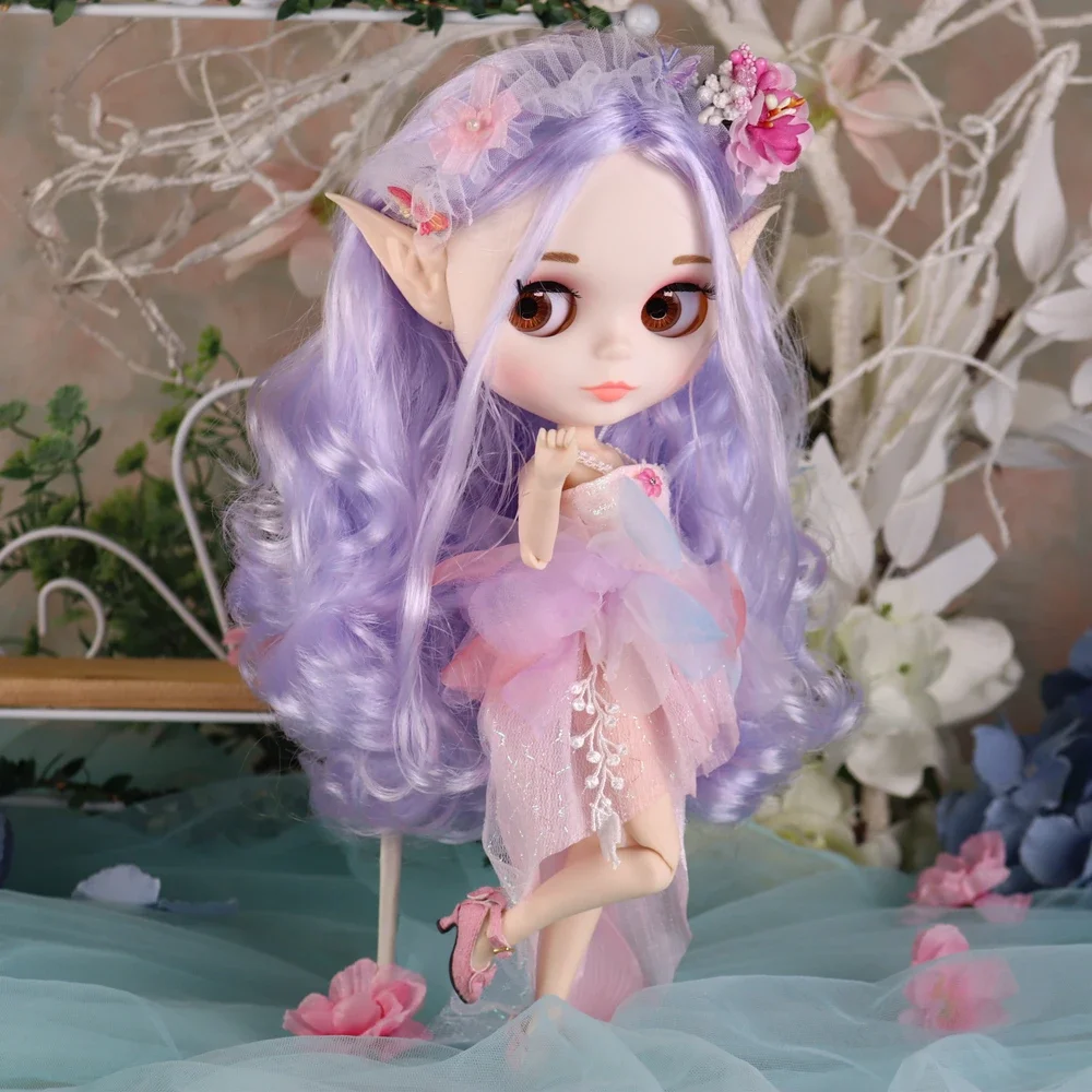 ICY DBS Blyth Puppe Lavendel Haar Blume Fee Kleid Messe Haut Matte Gesicht Cosplay Kostüm 30 cm BJD Festival Geschenk Geburtstag geschenk
