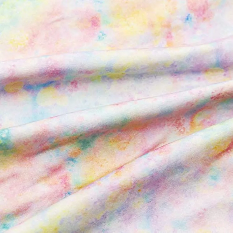 

Tie Dye Printed Double Brushed Polyester Fabric Soft Smooth 4 Way Stretch Knit Fabric by Half Yard for Dress Sewing Half Yard
