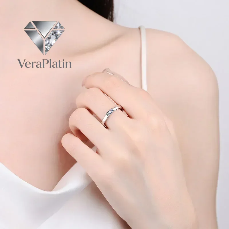 

VeraPlatin Daughter Adult's Day Platinum PT950 Women Wedding Band Moissanite Diamond 0.5CT Rings Girlfriend Birthday Gift Fine J