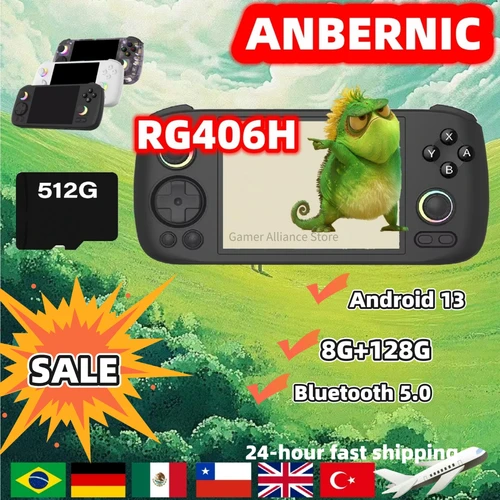 ANBERNIC RG406H RG 406H consola de juegos portátil Retro consolas de videojuegos 8G + 128G juego PSP PS2 Bluetooth WIFI Android 13 regalos para niños
