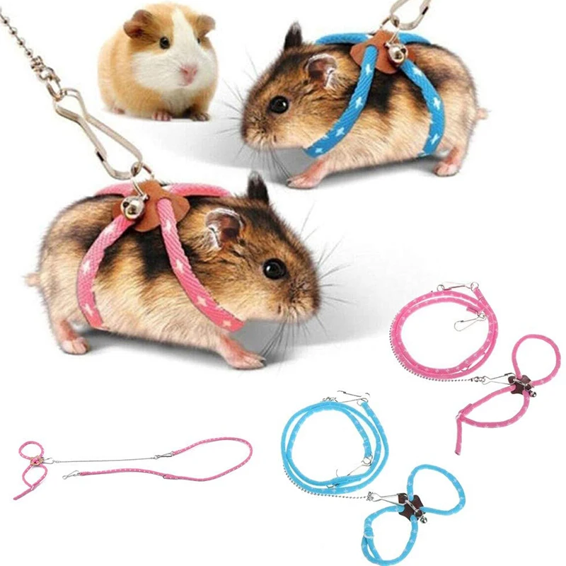 

Small Pet Harness Adjustable Rat Mouse Hamster Harness Leash Squirrel Ferret Outdoor Training Rope With Bell Animal Supplies