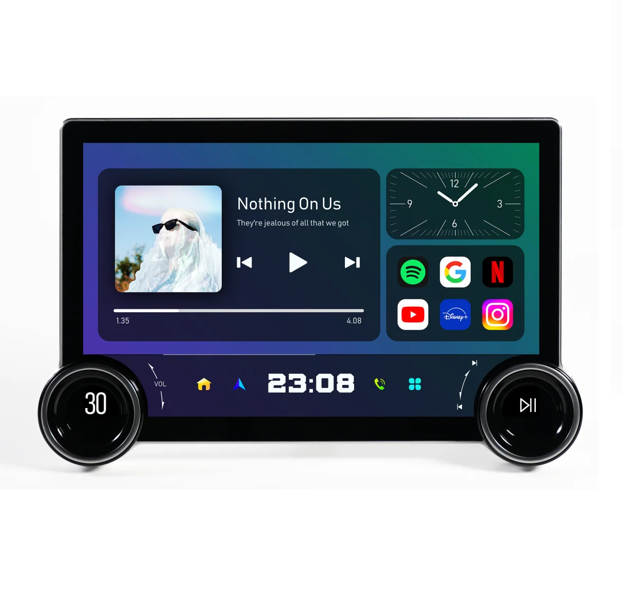 11.5 Inch Android 13 Car Stereo 2K QLED Double knob large screen with 4+64GB for all 9 inch and 10 inch Android frame machines