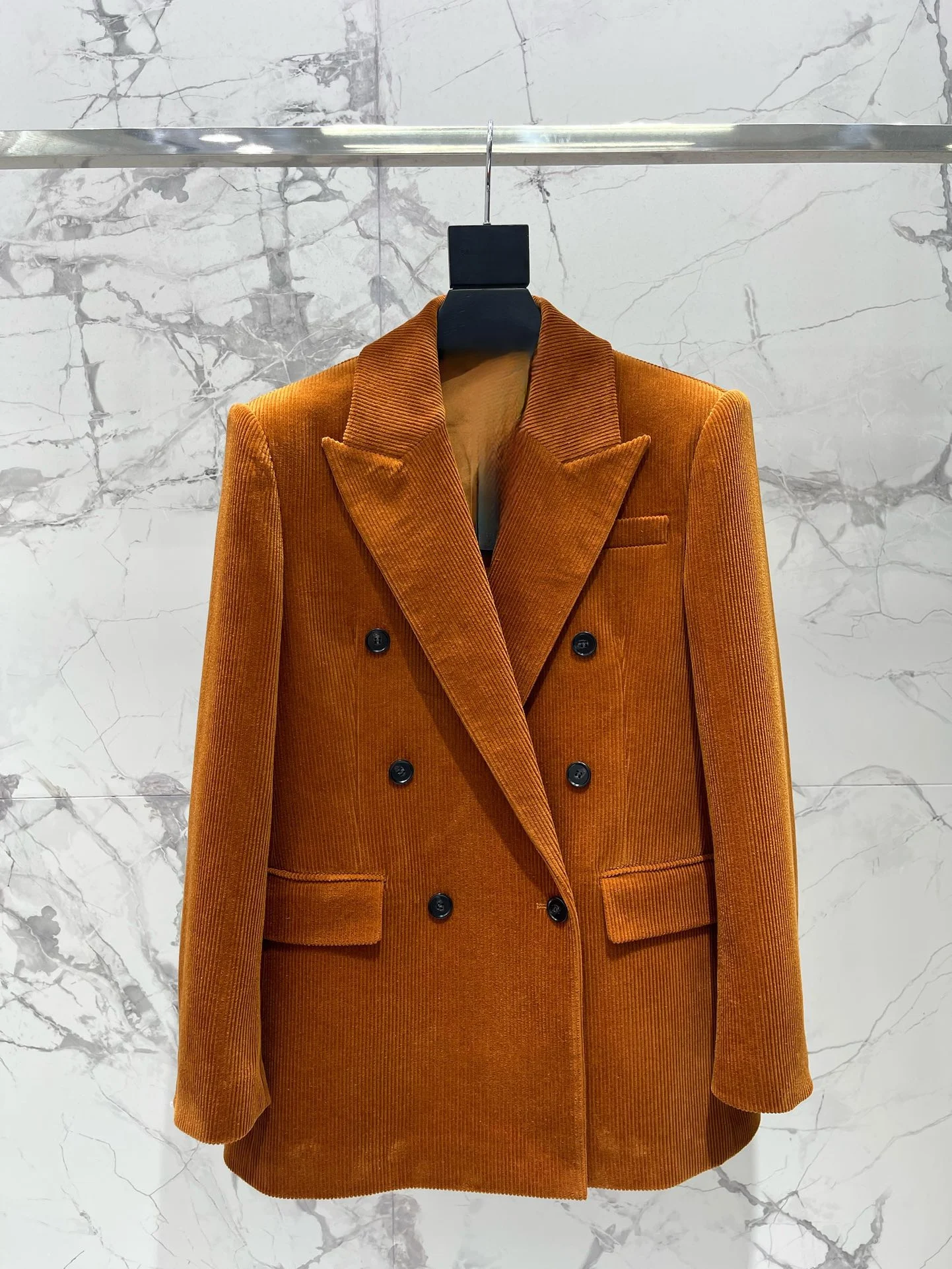 

Retro Style Double Breasted Velvet Suit Jacket Loose Fit Fashionable High Quality Women's Casual Wear Turn down Collar