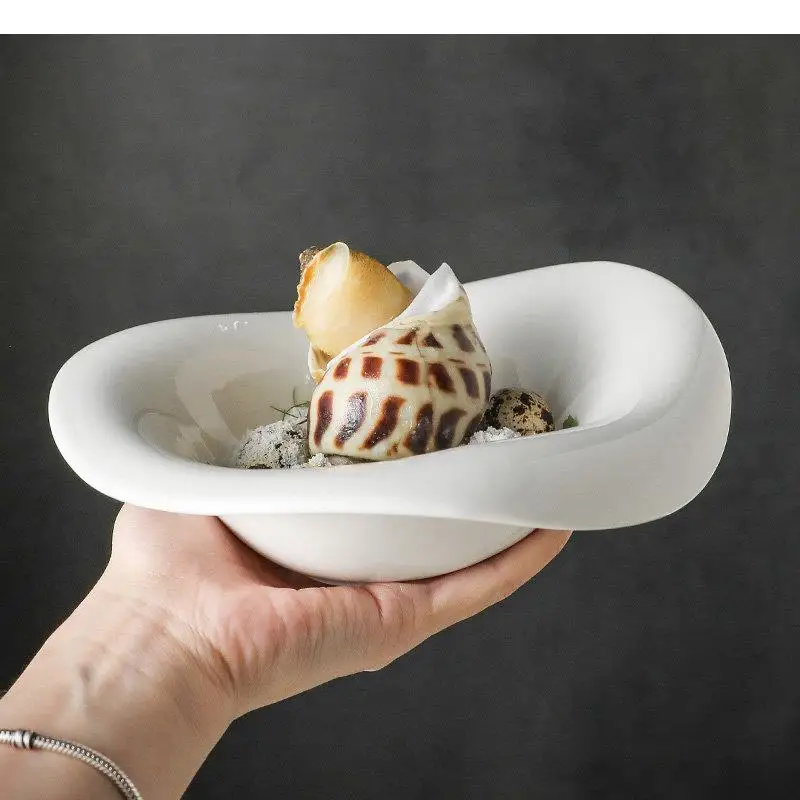 Ceramic Exquisite Fruit Salad Plates Soup Bowl Home Kitchen Solid Color Simple Tableware Ramen Noodle Bowls Snack Dessert Plate