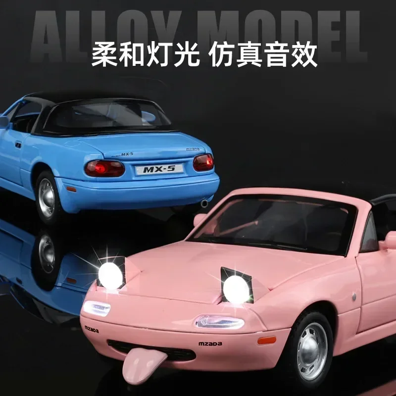 1:24 Mazda MX-5 Simulation Alliage Moulé Sous Pression Jouet Modèle De Voiture Son et Lumière nervure Arrière Jouet Pour Enfants À Collectionner Cadeau D'anniversaire Cpionner