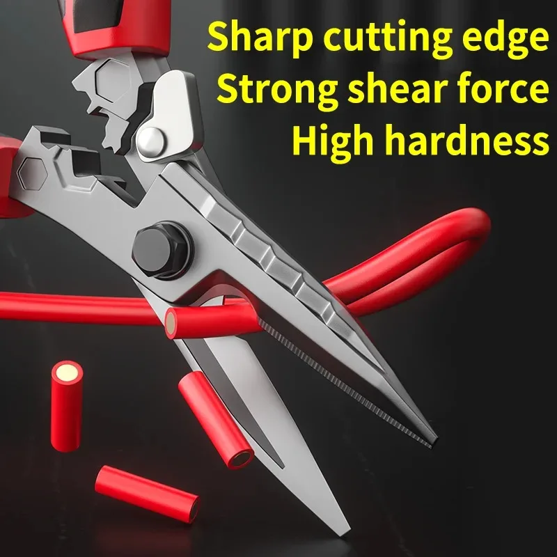 

Multi-Functional Electrician Scissors, Crimping & Wire Cutting Tool with Wrench Function, Heavy Duty for Metal Sheet and Cable C