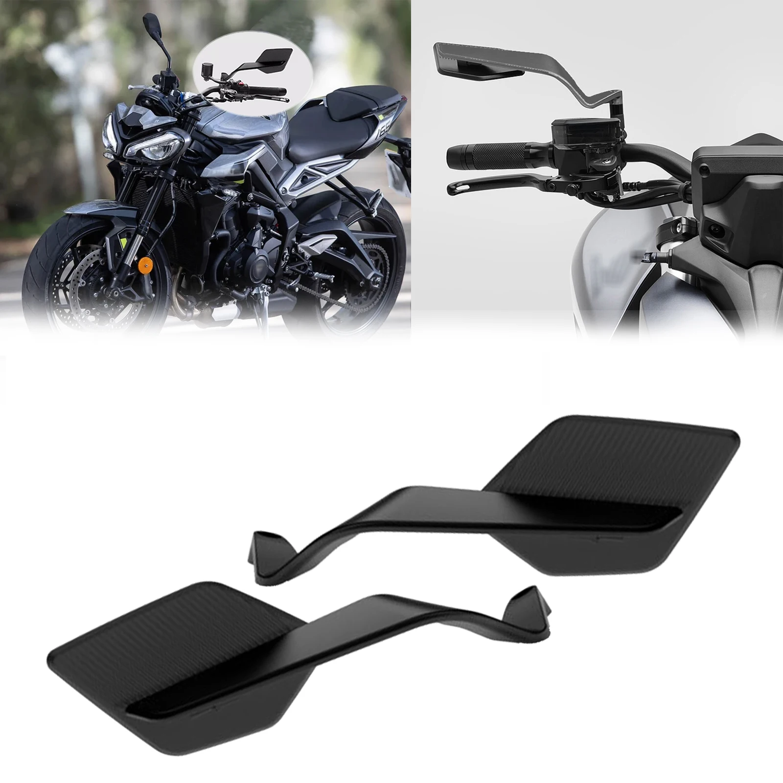 

For Street Triple 765 R 2023-2025 new rearview mirror street car adjustable invisiblemirror fixed wing rotating side mirror