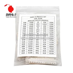 80 valori 1% 0402 0603 0805 1206 resistore a Chip SMD Kit assortito 10 ohm - 910K set di campioni di resistenza