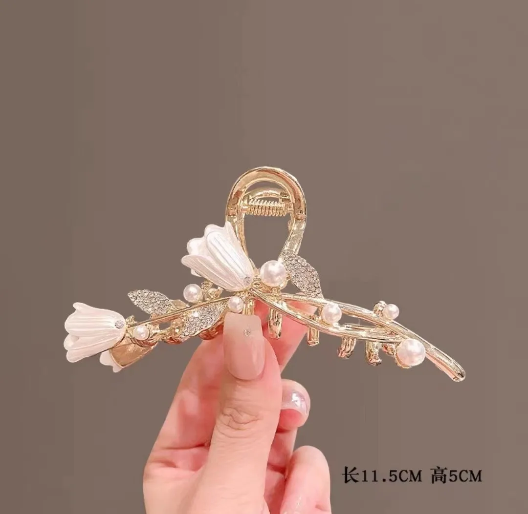 Blumen-Haarklammer für Frauen Hochsteckfrisur Dutt Pferdeschwanz-Halter Große Haarklammer für DIY-Haarstyling-Zubehör – Detail 16